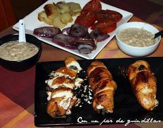 Pechuga de pollo rellena de salsa de setas