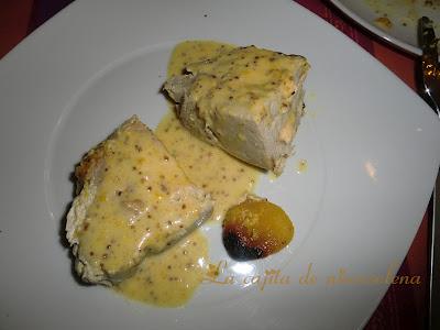 Milhojas de cerdo con crema de mostaza