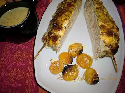 Milhojas de cerdo con crema de mostaza