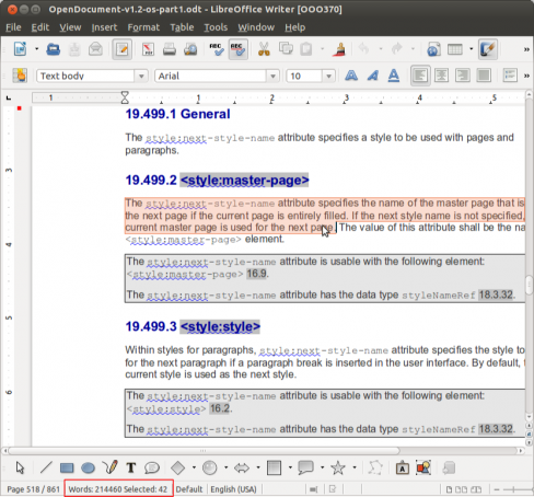 488px Sw word count highlight The Document Foundation publica la primera beta de LibreOffice 3.6.0