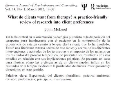 ¿Qué quieren los clientes de la Terapia? - John McLeod