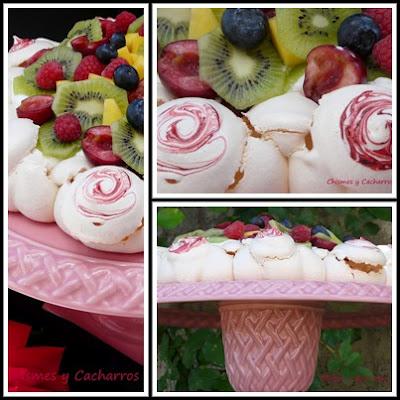 Tarta Pavlova de Remolinos Rojos. ( 2º  Desafío en la Cocina )