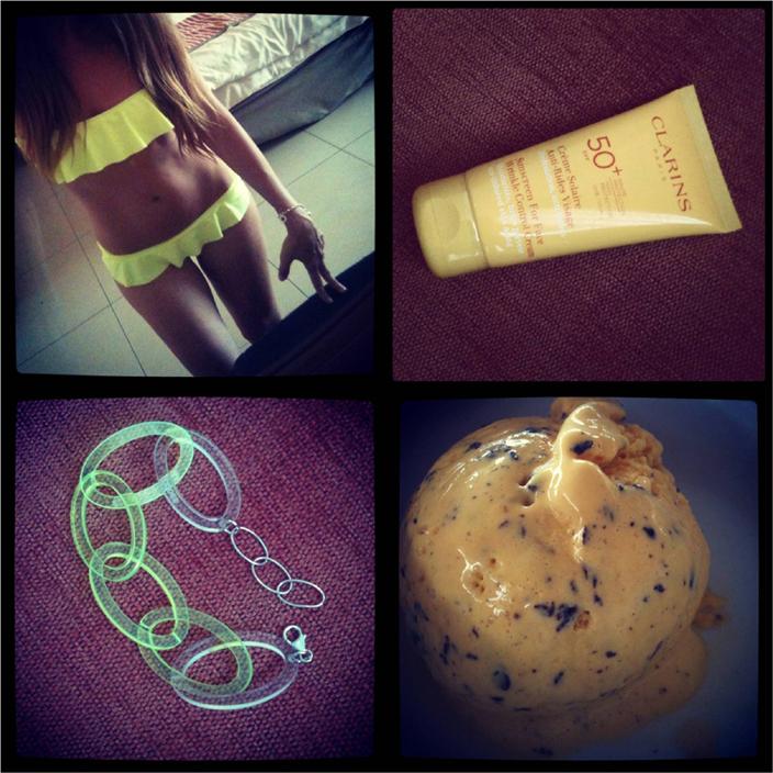 Instagram photos: fluor bikini, fluor bracelet and more.