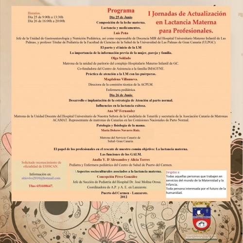 I Jornadas de actualización en Lactancia Materna para profesionales - Lanzarote 2012