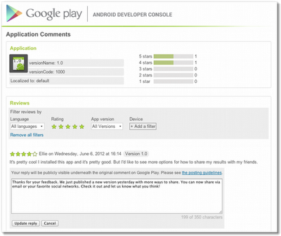 Google Play permitirá a los desarrolladores responder a los comentarios usuarios