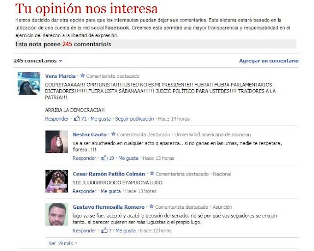 Los paraguayos rechazaron el golpe de Estado que desplazó a Lugo, según encuestas y Facebook