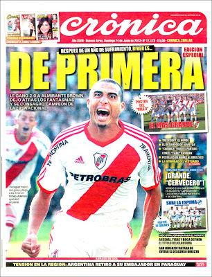 El ascenso de River Plate en la tapa de todos los diarios del país