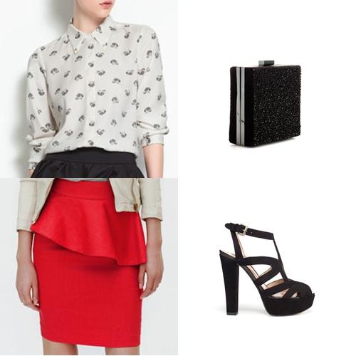 Con falda roja para una boda