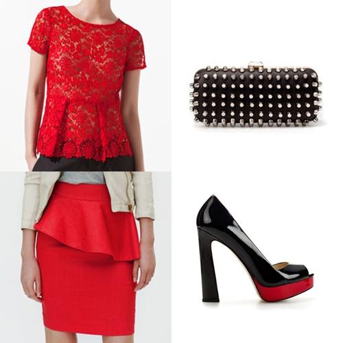 Con falda roja para una boda