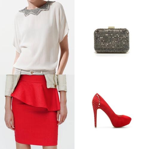 Con falda roja para una boda