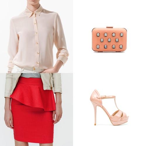 Con falda roja para una boda