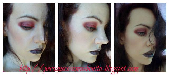 Maquillaje en tonos rojos y negro