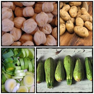 Guisito de garbanzos, zucchinis y puerros