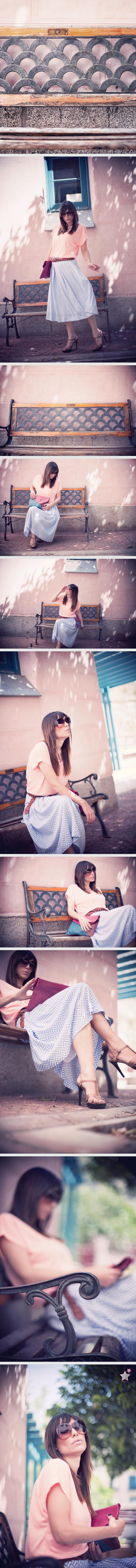 knee-high striped skirt