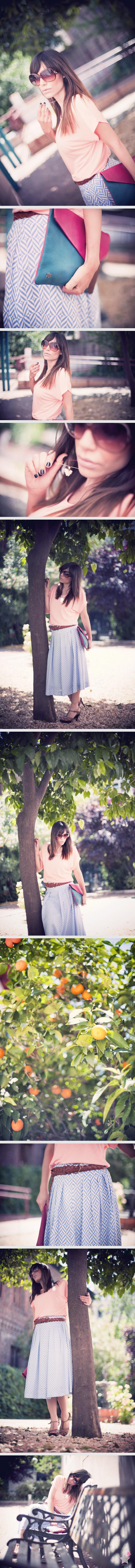 knee-high striped skirt