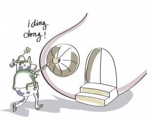 Mami, no te dejes engatusar por la 'vaca que ríe'. Ilustración de www.aroideas.com