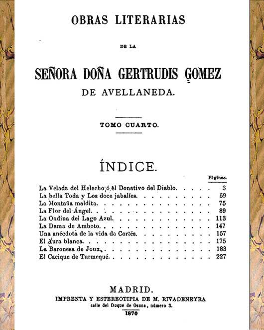 Leyendas y novelas de Gertrudis Gómez de Avellaneda
