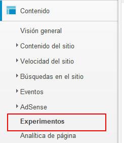 google analytics experimentos de contenido