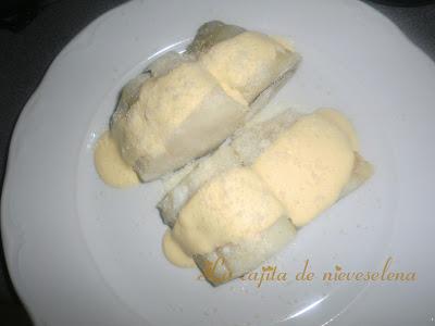 Bacalao con mayonesa de naranja y falso pilpil de patatas