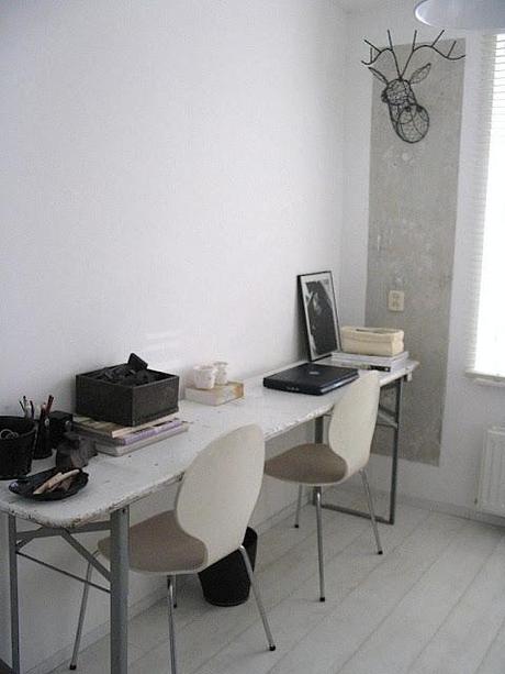 Antes y después: Un escritorio en blanco y negro