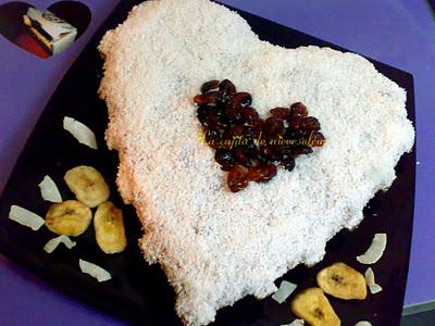 Corazón de coco y arándanos