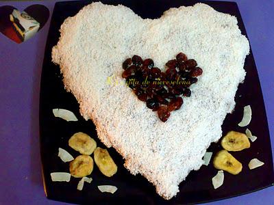 Corazón de coco y arándanos