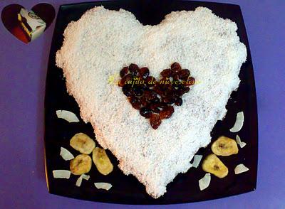 Corazón de coco y arándanos