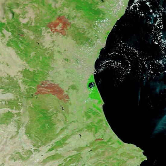 Imagen satélite (03.07.2012) de los incendios en Valencia