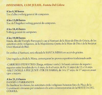 Biar. Fiestas Patronales de San Cristóbal y Festeta del Colera 2012