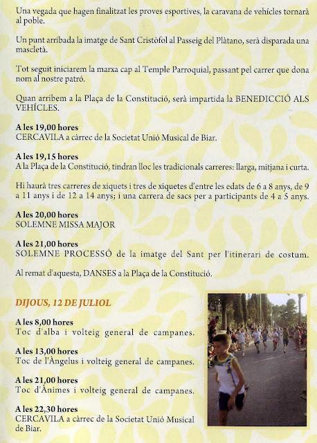 Biar. Fiestas Patronales de San Cristóbal y Festeta del Colera 2012