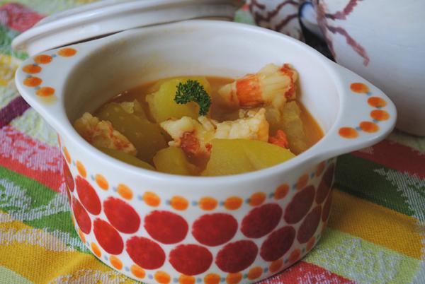 Patatas con gambas en Thermomix