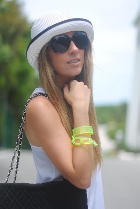 See outfit ideas at my fashion blog: black and white + fluor.
