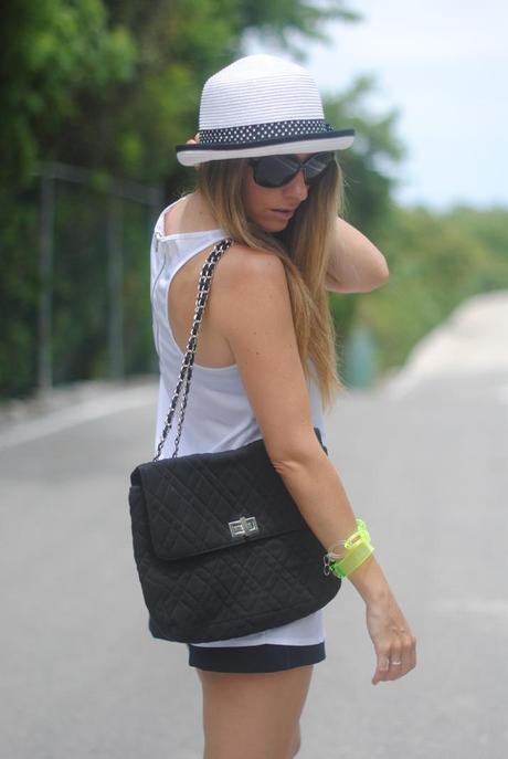 See outfit ideas at my fashion blog: black and white + fluor.