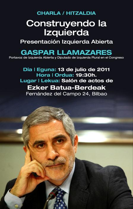 Charla de Gaspar Llamazares en la sede de Ezker Batua-Berdeak de Bilbao