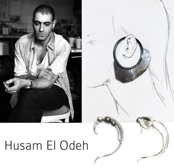Foto de Husam El Odeh por Tomoko Suwa y modelos de ear cuffs del diseñador