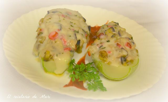 CALABACIN RELLENO DE VERDURAS Y QUESO PALMERO