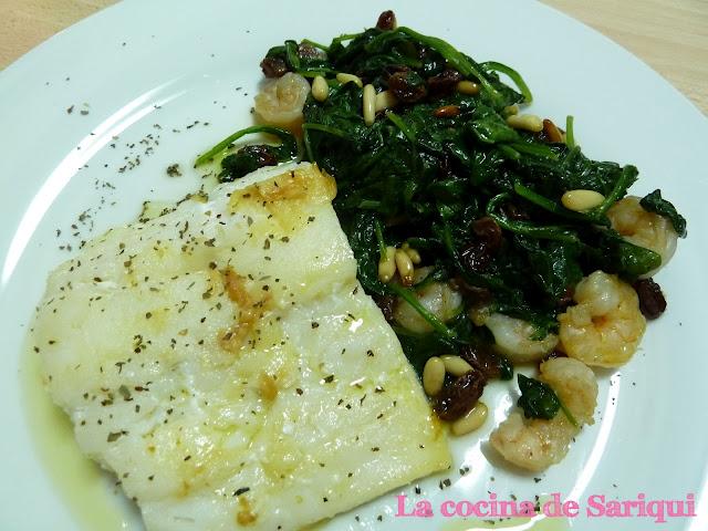 Tarde de sarao y bacalao a la plancha con espinacas salteadas