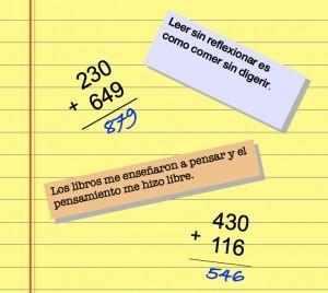 Imagen de operaciones de cálculo resueltas y lecturas breves