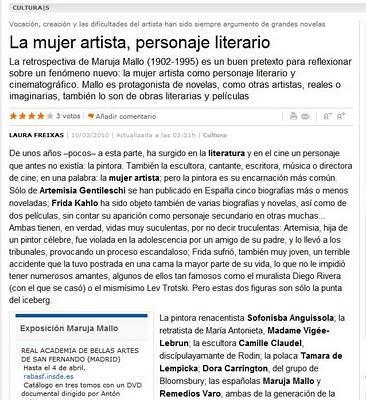 La mujer artista, personaje literario. Artículo de Laura Freixas en La Vanguardia.