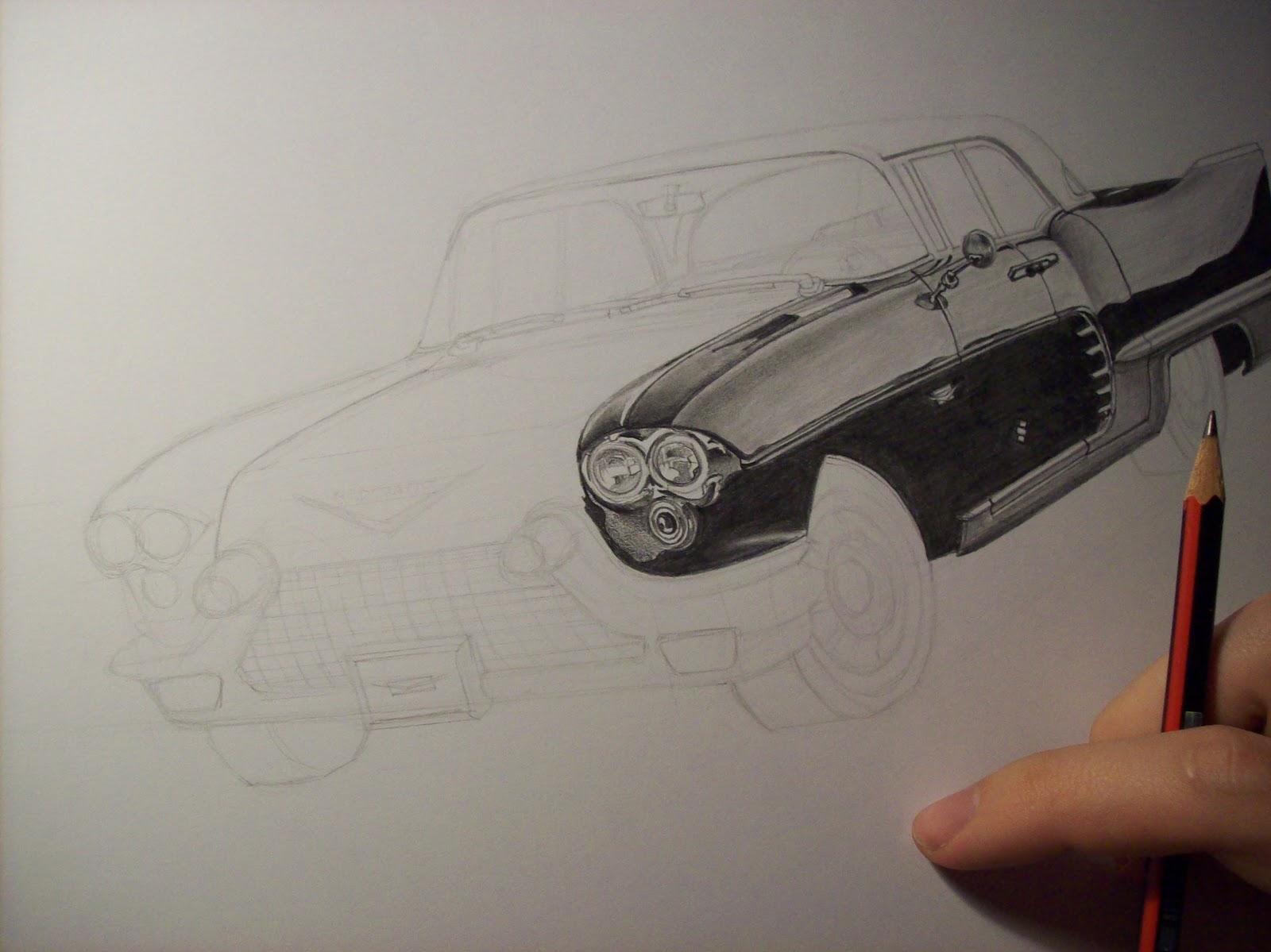 Dibujo a lápiz de auto terminado /Pencil drawing of car finished - Paperblog