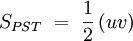 Teorema de Pitágoras y demostración S_{PST}\ =\ \frac {1}{2} \left ( uv \right )