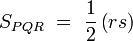 Teorema de Pitágoras y demostración S_{PQR}\ =\ \frac {1}{2} \left ( rs \right )