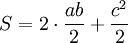 Teorema de Pitágoras y demostración S=2 \cdot \frac {ab}{2} + \frac {c^2}{2}