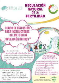 CURSO BÁSICO DE INSTRUCTORES DE PREPARACIÓN AL CURSO DE EXTENSIÓN DEL MÉTODO DE OVULACIÓN BILLINGS TM LIMA
