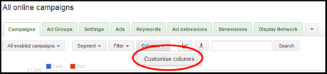 AdWords customise columns