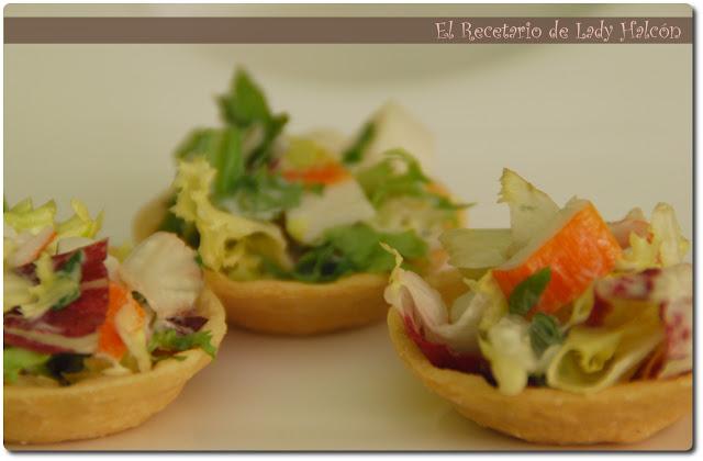 Tartaletas frescas de surimi de cangrejo