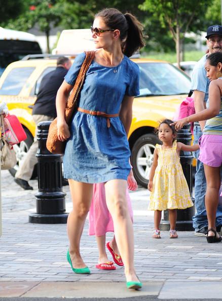 Actress Katie Holmes and daughter Suri Cruise at Chelsea Piers with her mother in New York City, New York on July 10, 2012.