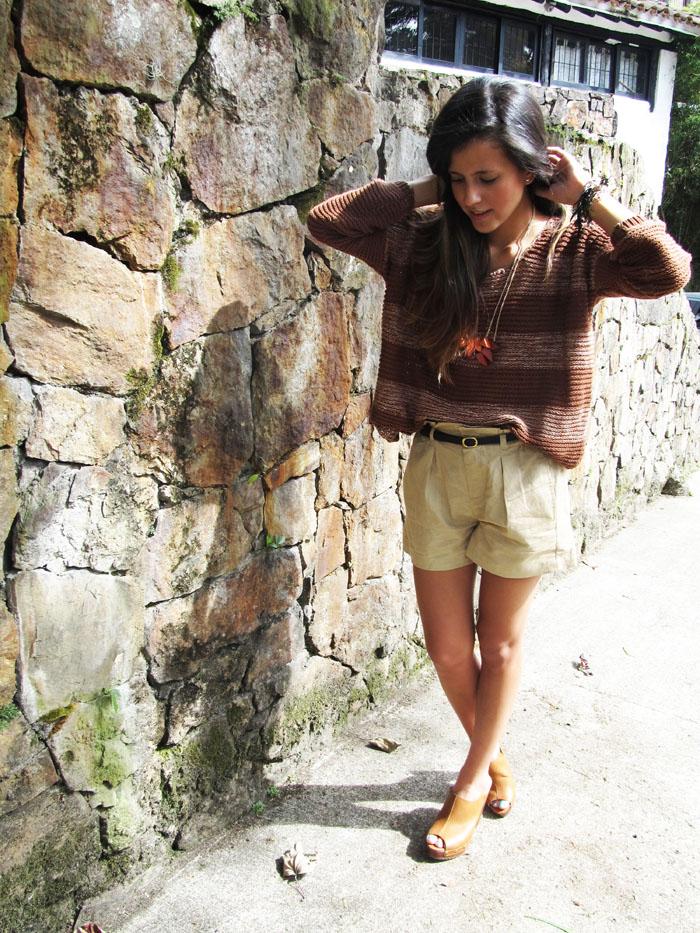 Beige shorts & Jumper