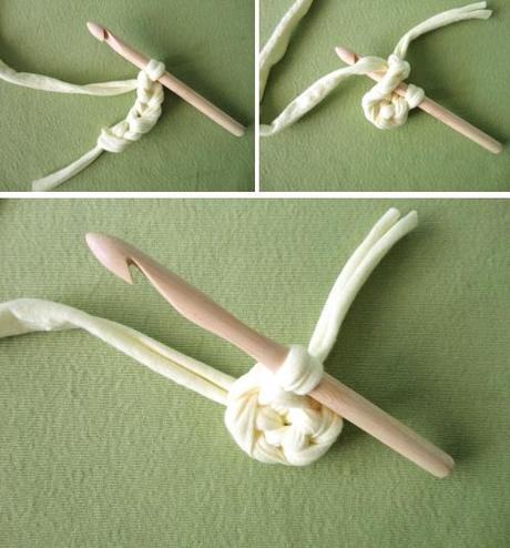 Tutorial DIY para hacer una flor a ganchillo: VUELTA 1 Flor de 5 pétalos de crochet con trapillo paso a paso
