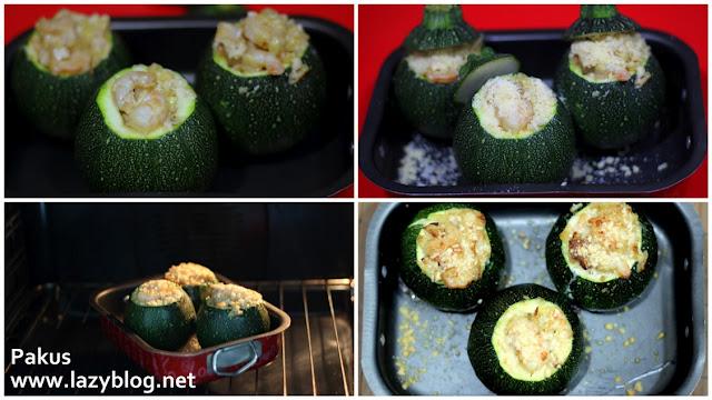 Receta de calabacines rellenos de merluza y gambas